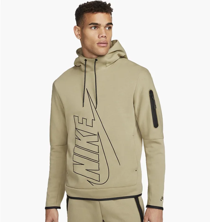 Свитшот мужской Nike Tch Flc Gx Po Hoodie Olive Dx0577-247