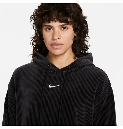 Худи женское Nike Sportswear WomenS Velour Cropped Pullover Hoodie Black DQ5927-010