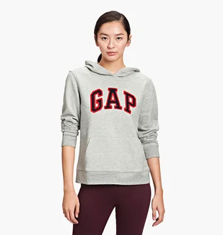 Худи женское Gap Logo Fleece Hoodie Gray Heather Navy 254792471