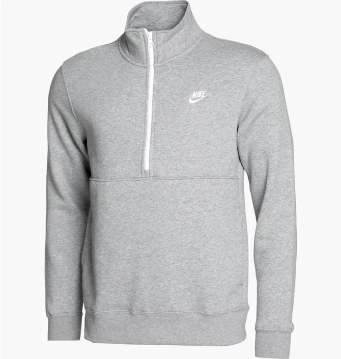 Кофта чоловіча Nike Club 1/2 Zip Fleece Grey FN3864-063