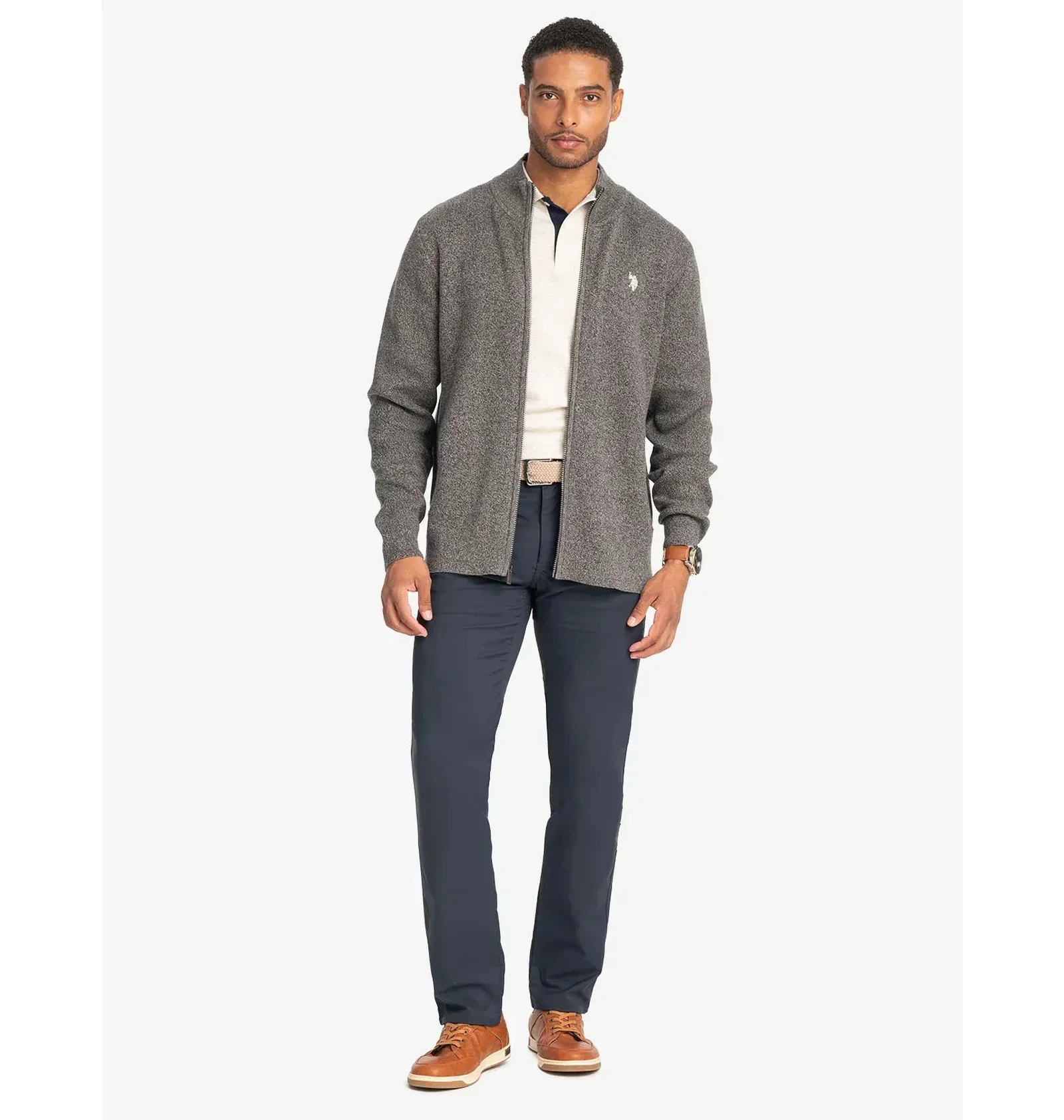 ᐉ Кофта чоловіча U.S. Polo Assn Cotton Marl Full Zip Sweater Grey