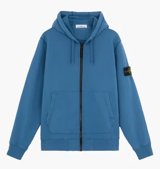 Толстовка чоловіча Stone Island Compass-Badge Zip-Up Blue 811564251-V0024