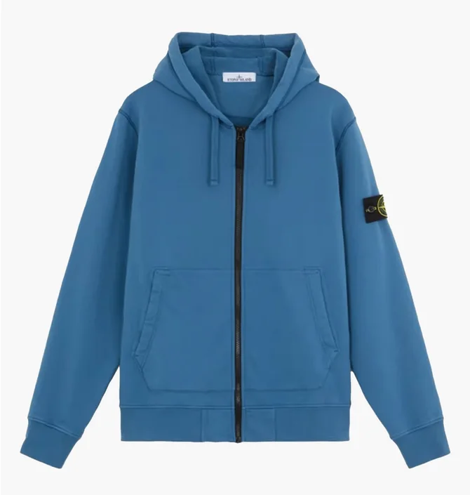Stone  ライトブルー フルジップフーディ ᐉ Толстовка чоловіча Stone Island Compass-Badge Zip-Up Blue