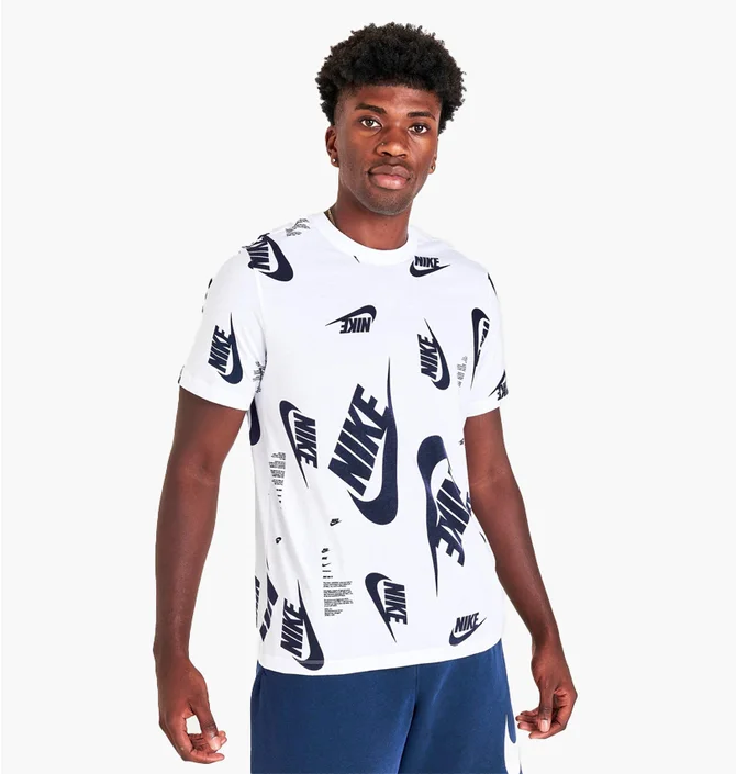 Футболка мужская Nike Sportswear All-Over Futura Print Short-Sleeve T-Shirt White Dr7817-100