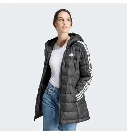 Парка жіноча Adidas Essentials 3-Stripes Light Down Hooded Parka Black HZ4428