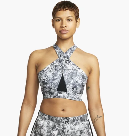 Топ жіночий Nike W Df Swsh Wrap Bra Aop Grey DX1778-010