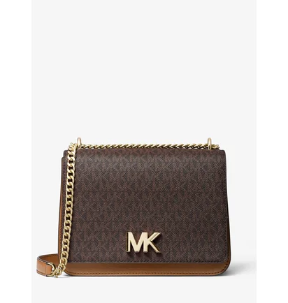Сумка жіноча Michael Kors Mott Large Logo And Leather Shoulder Bag Brown 35T0GOXL3T-BROWN-11944