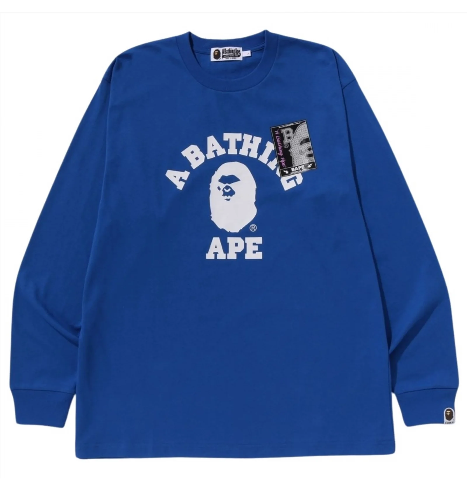 ᐉ Лонгслив мужской Bape Mad Face College Long Sleeve Tee Blue