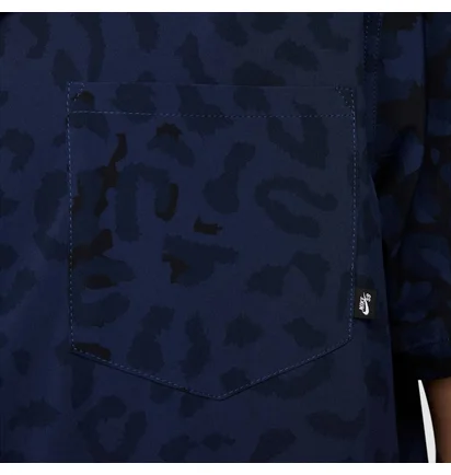 Рубашка унисекс Nike Sb Print Bowler Short-Sleeve Button-Down Skate Shirt Blue FN2595-410