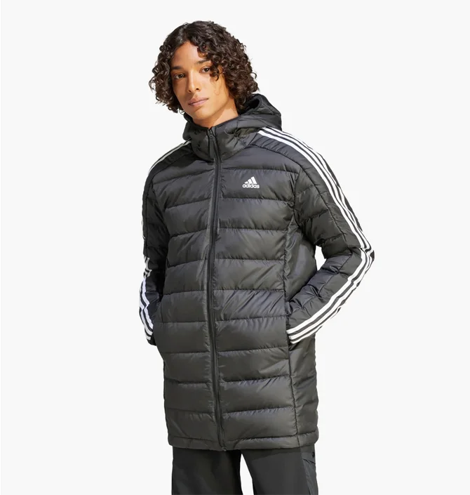 Парка мужская Adidas Essentials 3-Stripes Light Down Hooded Parka Black HZ8522