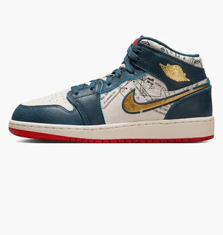 Кроссовки детские Air Jordan 1 Mid Se Blue/White FN1353-400