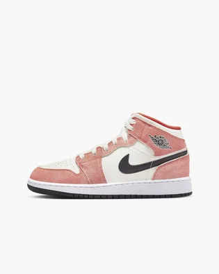 Кроссовки детские Air Jordan 1 Mid Orange Suede Peach/White DV1336-800
