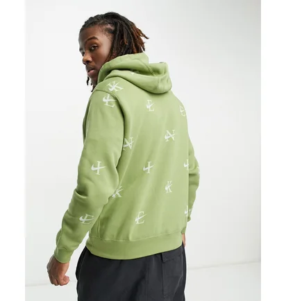 Худи мужское Nike Monogram Print Hoodie In Alligator Olive DV9601-334