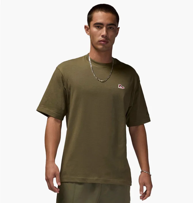 Футболка чоловіча Air Jordan Brand Snkr Ptch Ss Crew Olive FN5982-222