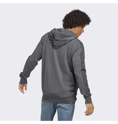 Толстовка мужская Adidas Essentials French Terry 3-Stripes Full-Zip Hoodie Grey Ic9837