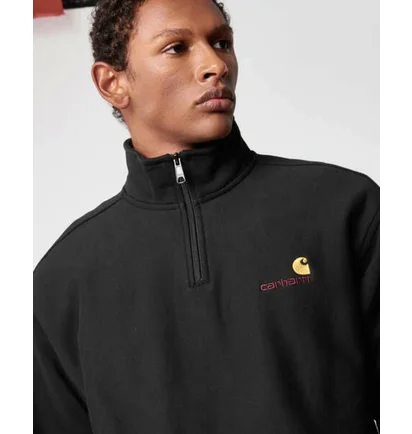Світшот чоловічий Carhartt Wip American Script Half Zip Sweatshirt Black I027014-89XX