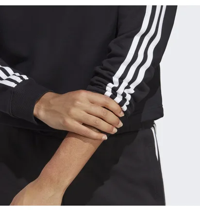 Худи женское Adidas Essentials 3-Stripes French Terry Crop Hoodie Grey Ic8767