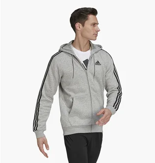 Толстовка мужская Adidas Essentials Fleece 3-Stripes Full-Zip Hoodie Grey HB0041
