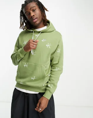 Худи мужское Nike Monogram Print Hoodie In Alligator Olive DV9601-334