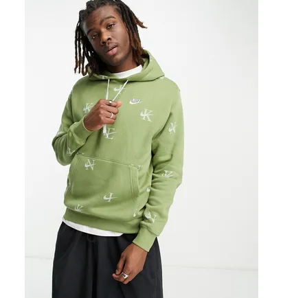 Худи мужское Nike Monogram Print Hoodie In Alligator Olive DV9601-334