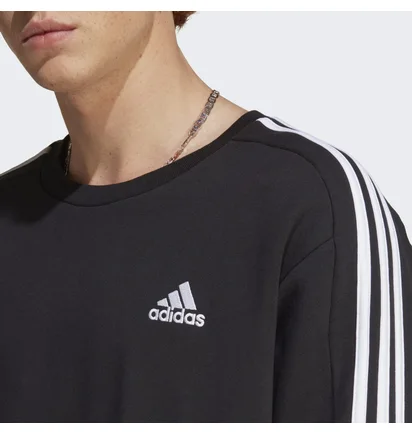 Свитшот мужской Adidas Essentials French Terry 3-Stripes Sweatshirt Black Ic9317