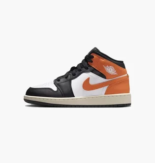 Кроссовки детские Air jordan 1 Mid Big Kids Shoes Orange/White DQ8423-801