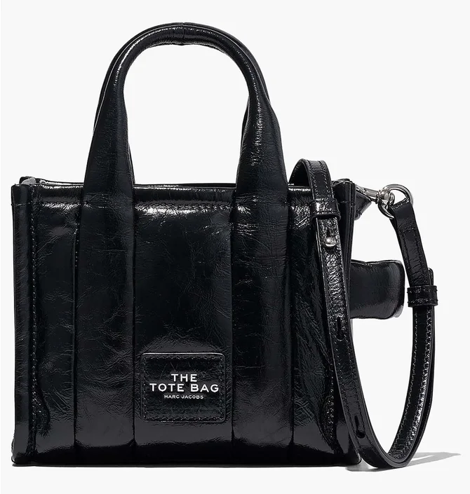 Сумка женская Marc Jacobs The Shiny Crinkle Leather Crossbody Tote Black H064L03FA22-BLACK-54773