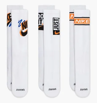 Носки унисекс Nike Everyday Plus Sport Crew White (3 пары) HJ9339-901