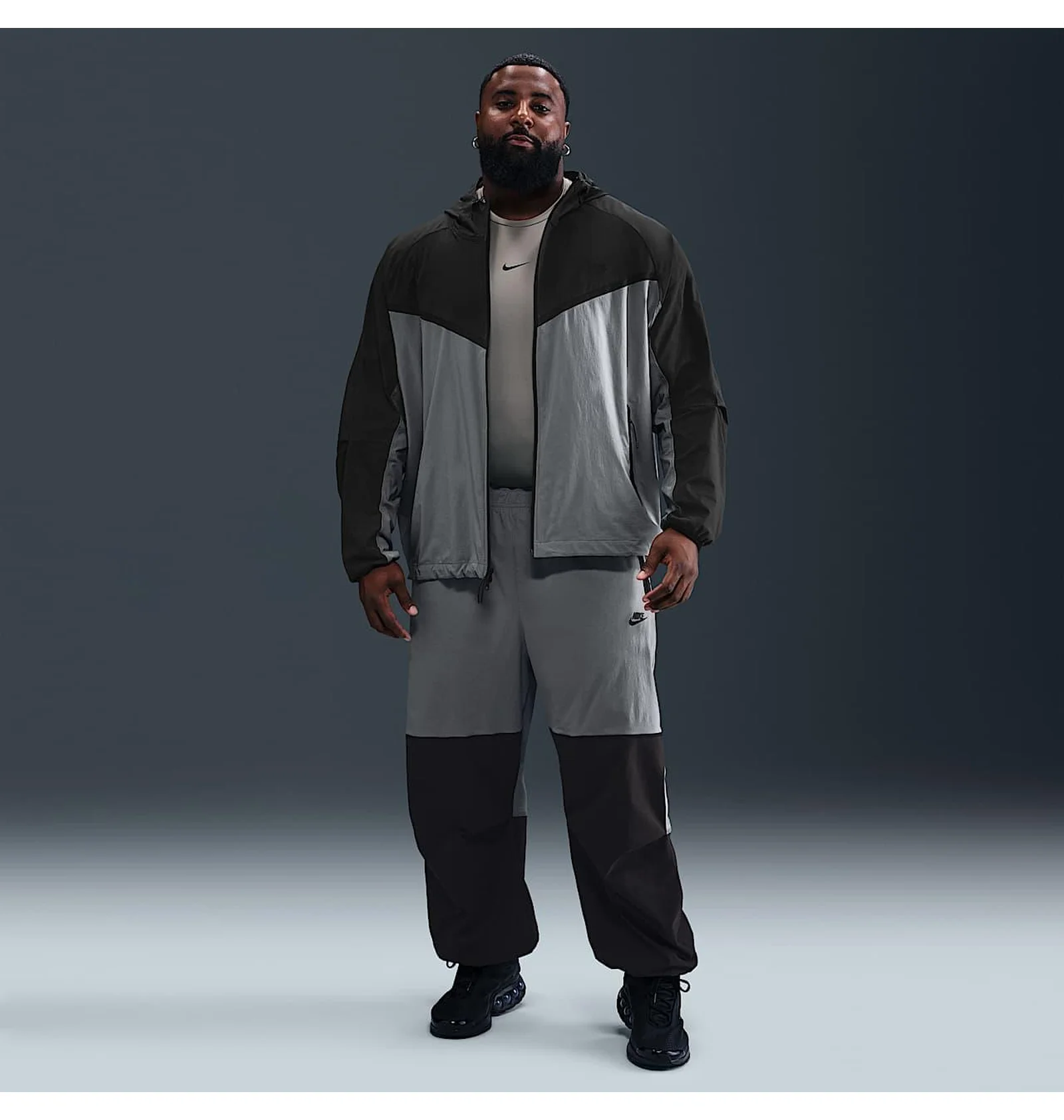 Nike スタジャン XXL グレー ブラック ᐉ Ветровка мужская Nike Teechfleece Grey HM7151-065 - купить в