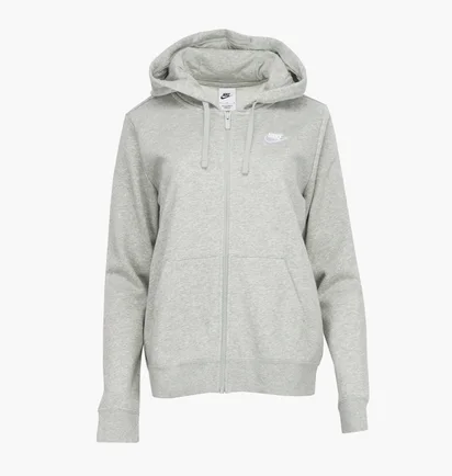 Толстовка жіноча Nike Club Fleece Fz Hoody Grey DQ5471-063