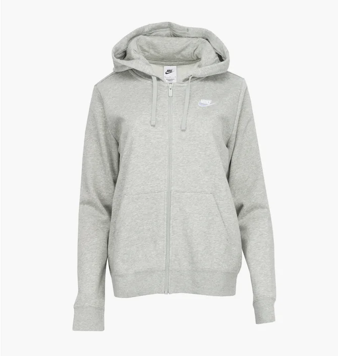 Толстовка жіноча Nike Club Fleece Fz Hoody Grey DQ5471-063