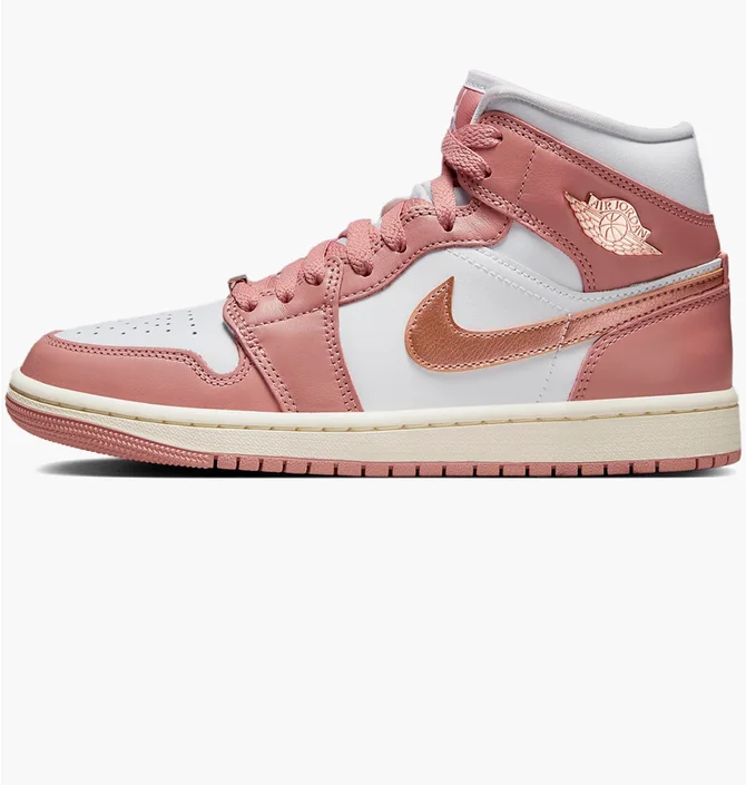 Кроссовки женские Air Jordan 1 Mid Se Shoes White/Pink FB9892-670
