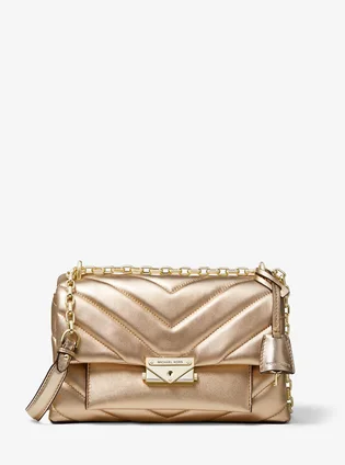 Сумка женская Michael Kors Cece Medium Quilted Metallic Leather Convertible Shoulder Bag Gold 30H9L0EL6K-PALE-GOLD-6222