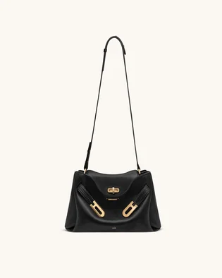 Сумка жіноча JW PEI Rhea Pebbled Double Buckle Shoulder Bag Black BB2025BG134084JWP