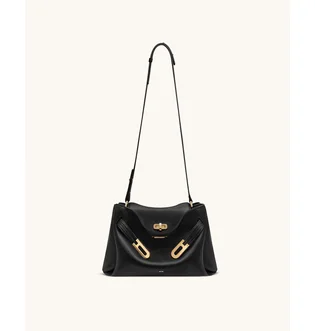 Сумка женская JW PEI Rhea Pebbled Double Buckle Shoulder Bag Black BB2025BG134084JWP