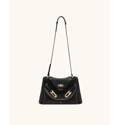 Сумка жіноча JW PEI Rhea Pebbled Double Buckle Shoulder Bag Black BB2025BG134084JWP