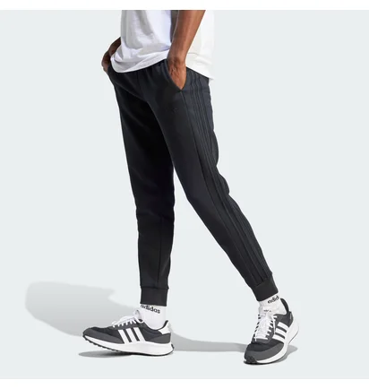 Штаны мужские Adidas Essentials Fleece 3-Stripes Tapered Cuff Pants Black IJ8885