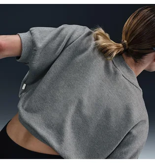 Топ женский Nike Sportswear Collection WomenS Crew-Neck Short-Sleeve Cropped French Terry Top Grey HJ0224-091