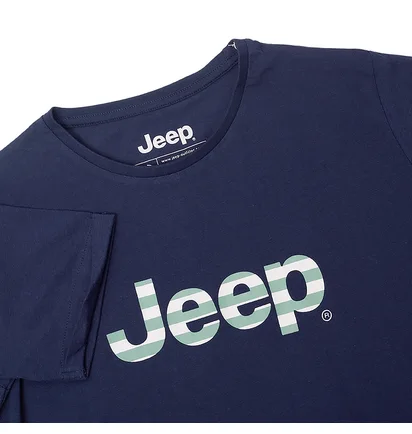 Футболка женская Jeep T-Shirt Oversize Striped Print Turn Blue O102611-A184