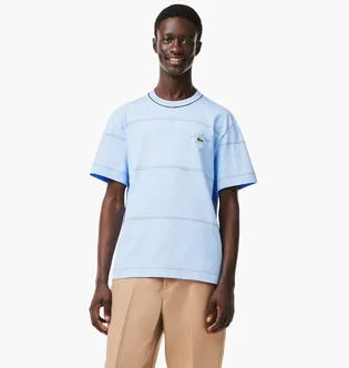 Футболка мужская Lacoste Striped Organic Cotton Jersey T-Shirt Light Blue TH5364-51-HBP