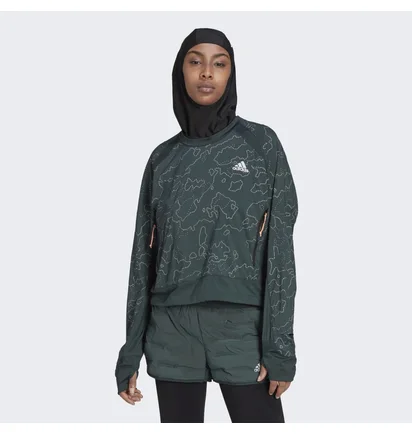 Худи женское Adidas X-City Running Crewneck Jacket Green Hc6323