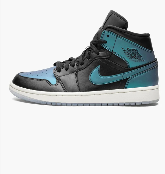 Кроссовки женские Air Jordan Wmns 1 Mid Black/Turquoise BQ6472-009