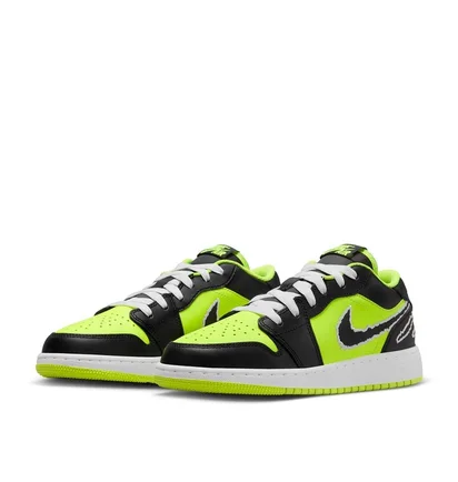 Кроссовки детские Air Jordan 1 Low Se Black Cat Volt Black/Green DX6666-701