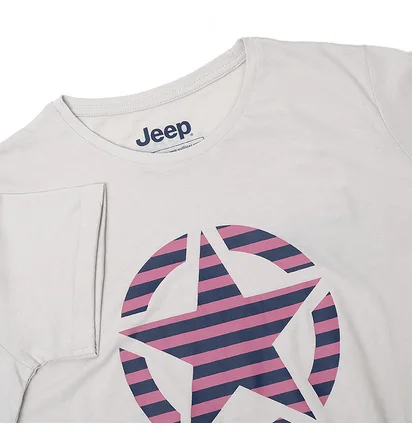 Футболка жіноча Jeep T-Shirt Oversize Star Striped Print Turn White O102613-J863