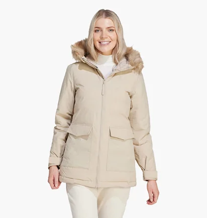 Парка женская Adidas Hooded Fur Beige HZ5734