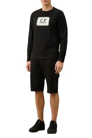 Лонгслів чоловічий CP Company Box Logo Black 16CMTS265A-005100W