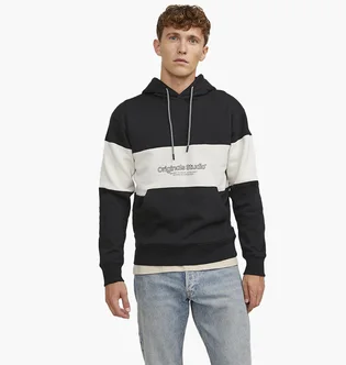 Худи мужское Jack & Jones Lakewood Black/White 12246802