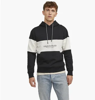 Худи мужское Jack & Jones Lakewood Black/White 12246802