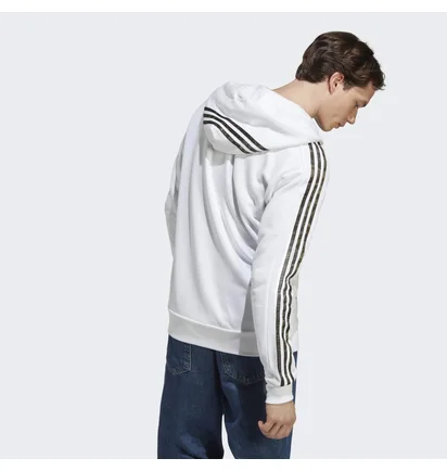 Толстовка мужская Adidas Essentials French Terry 3-Stripes Full-Zip Hoodie White Ic9836