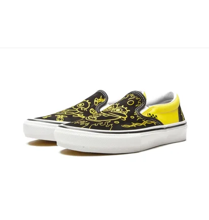 Кеды унисекс Vans Skate Slip On Black/Yellow VN0A5FCAZAU